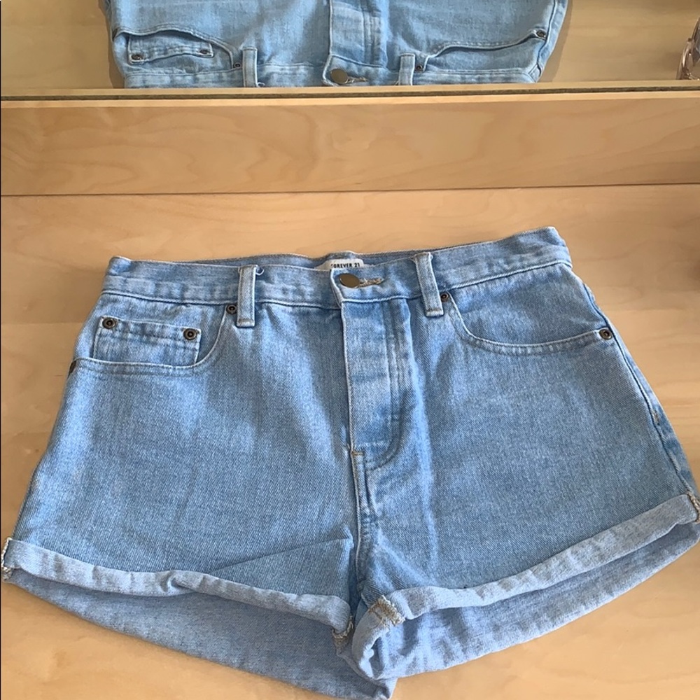 Light Wash High Waist Jean Shorts